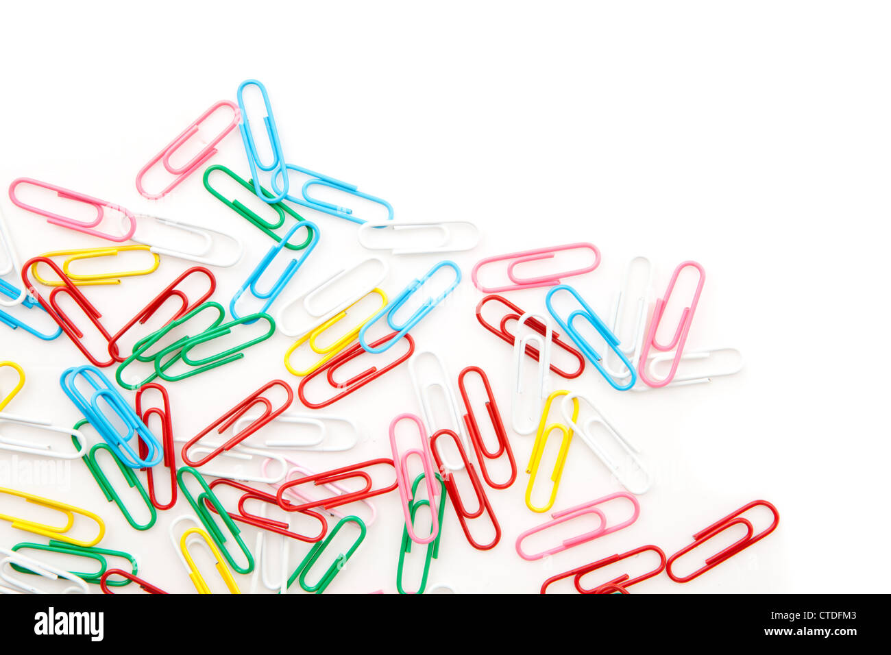 Many paper clips laid out together Stock Photo