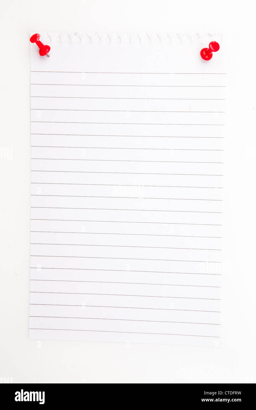 Blank paper with red pushpin Stock Photo