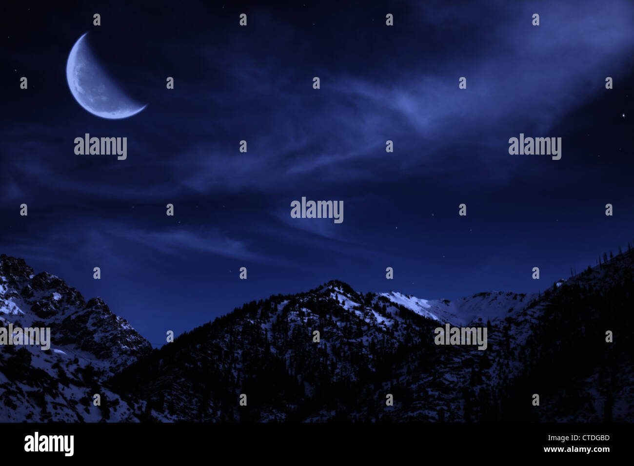 Moon night sky mountains stars hi-res stock photography and images - Alamy