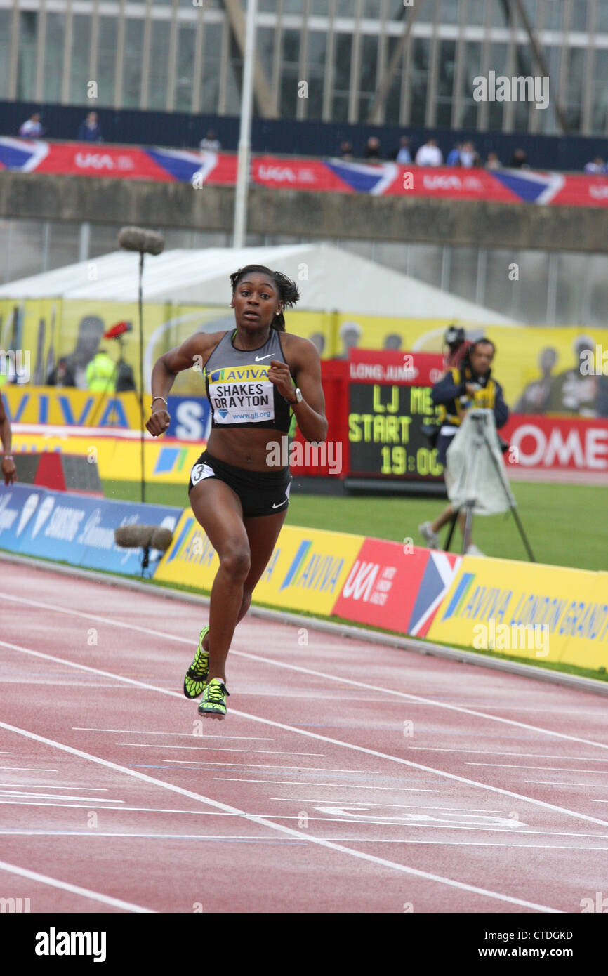 Perri ShakesDrayton after winning the womens 400 metres at the AVIVA