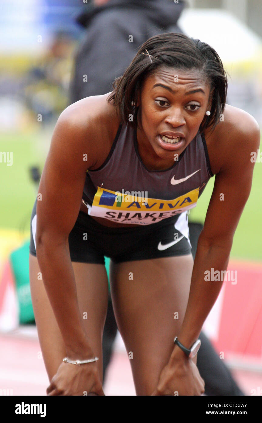 Perri ShakesDrayton after winning the womens 400 metres at the AVIVA