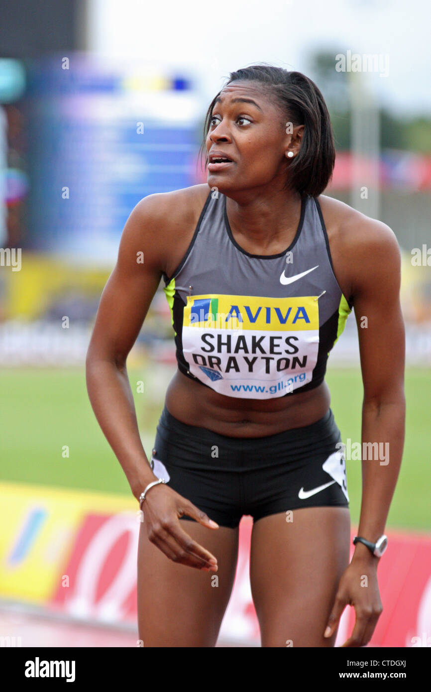 Perri ShakesDrayton after winning the womens 400 metres at the AVIVA