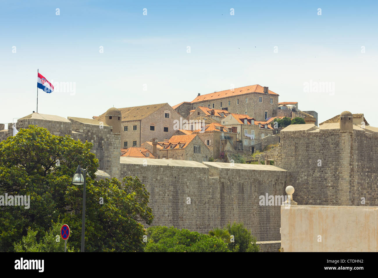 The city walls of Dubrovnik, Croatia. OldTown. Dubrovnik - UNESCO World Heritage Site. Stock Photo