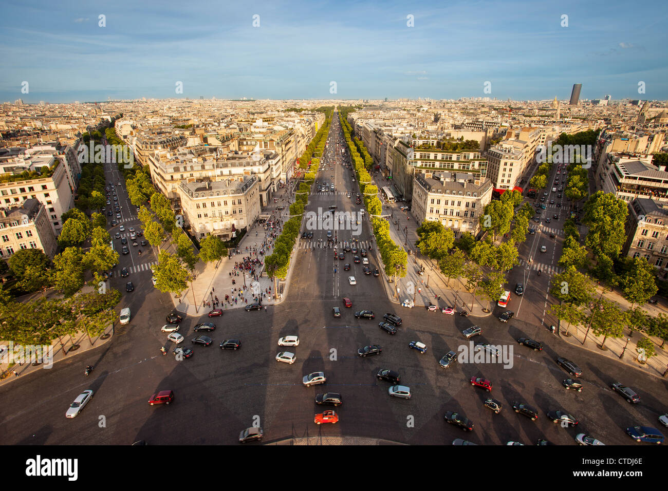 View over Paris from the top of Arc de Triomphe, Paris France Stock Photo -  Alamy