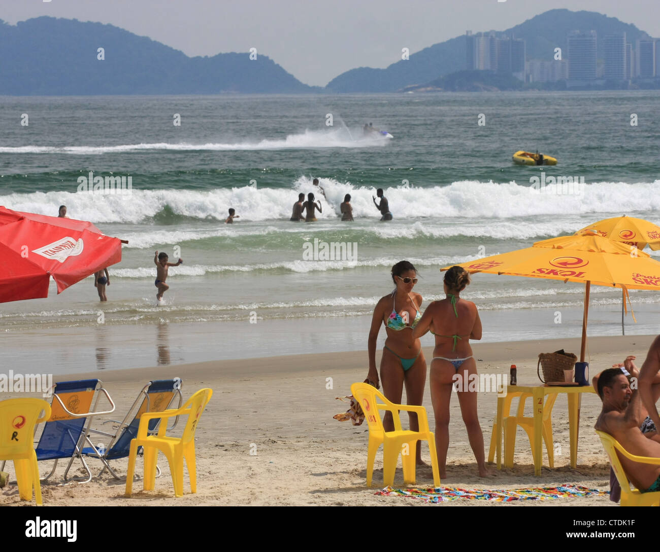 The beach and water sports at Guaruja, Sao Paulo, Brazil Stock Photo