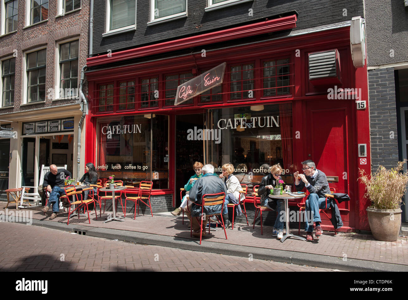 Cafe de Tuin in the Jordaan has been here for decades and well known for  its narrow terrace Stock Photo - Alamy