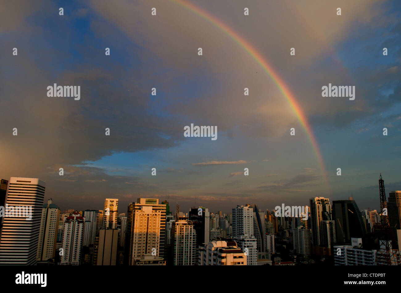 Double Rainbow Over Bangkok Skyline Bangkok Thailand Stock Photo Alamy