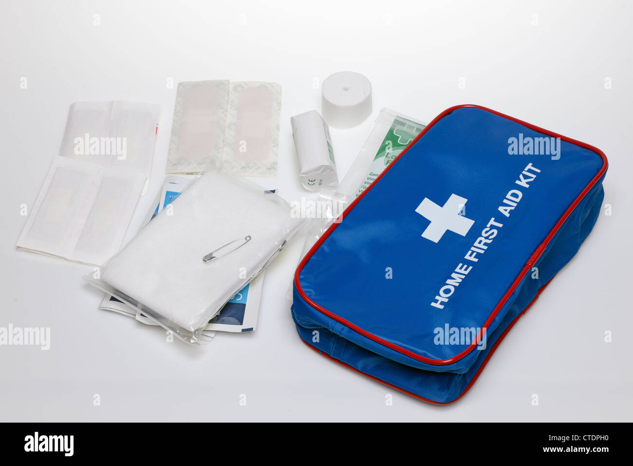 Blue zipped home first aid kit Stock Photo