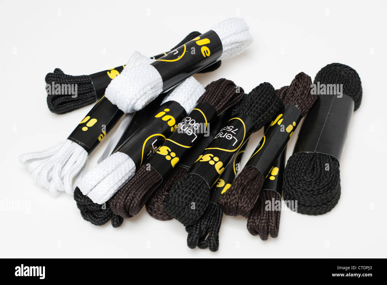 Pile of mixed nylon shoe and boot laces Stock Photo