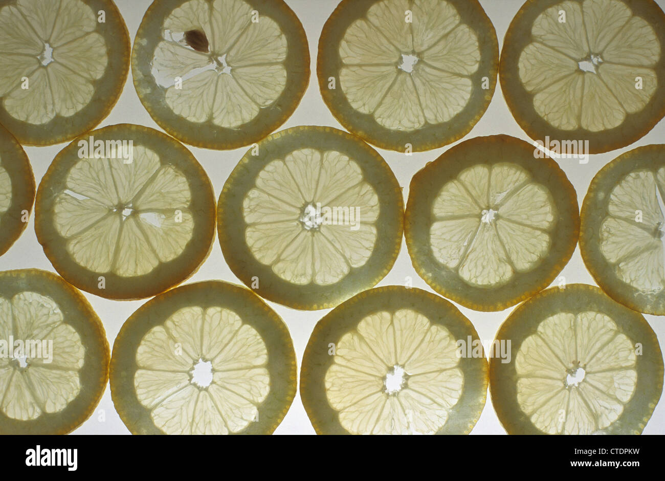 Lemon slices, in patterns, backlit Stock Photo - Alamy