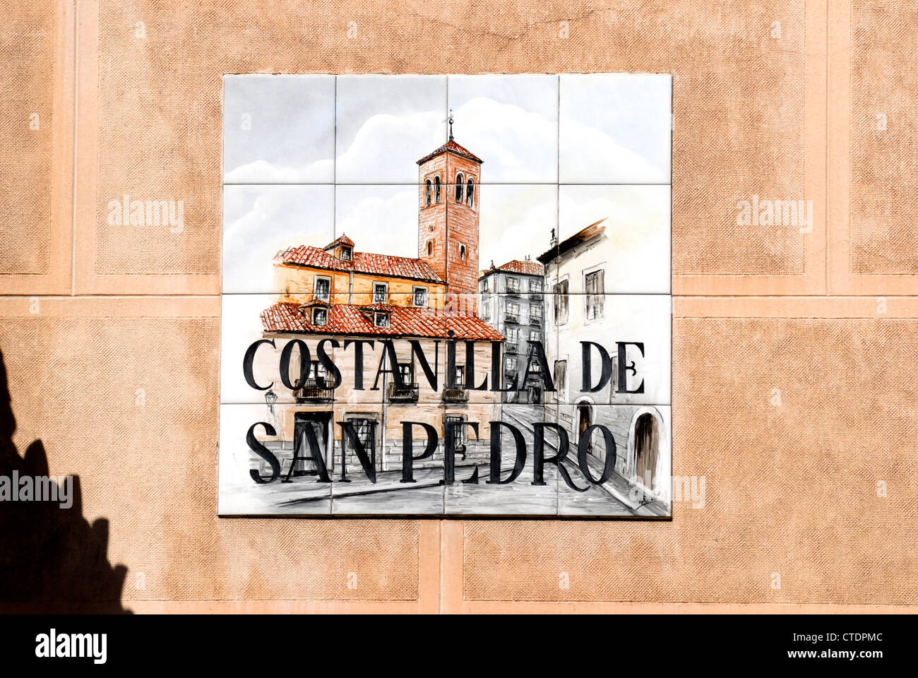 Madrid, Spain. Traditional Tiled Street Sign (by Alfredo Ruiz de Luna /  Madrid) Costanilla de San Pedro Stock Photo - Alamy