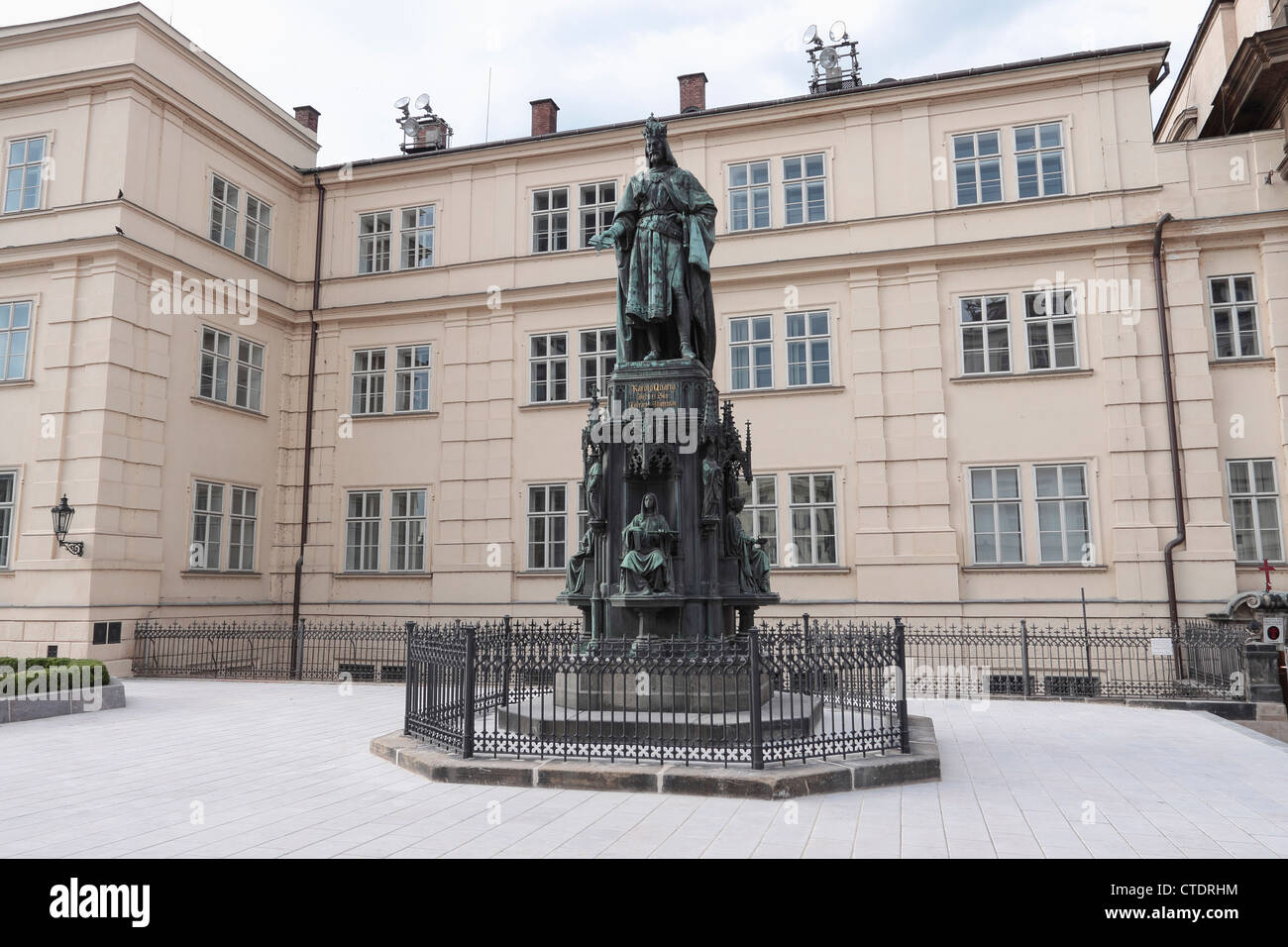 Square with Statue Of Charles IV. Prague, Czech Republic Stock Photo