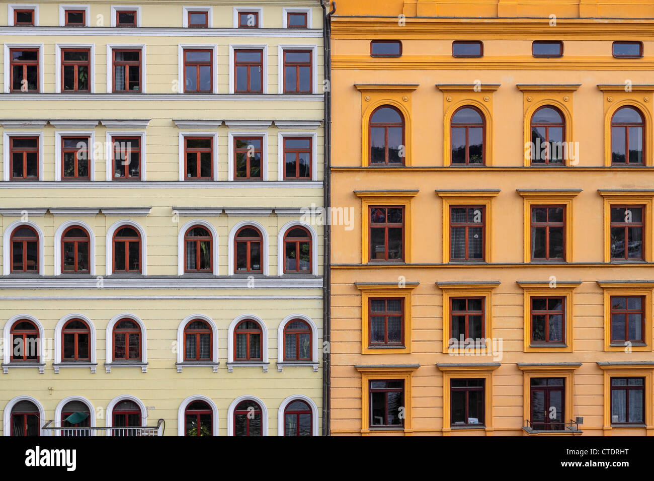 Windows of Karlovy Laze Music Club. Prague, Czech Republic Stock Photo