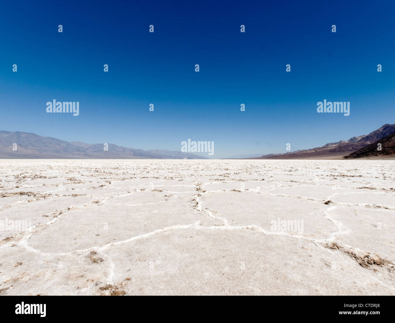 Salt flats in Badwater Basin, Death Valley, California, United States. Stock Photo