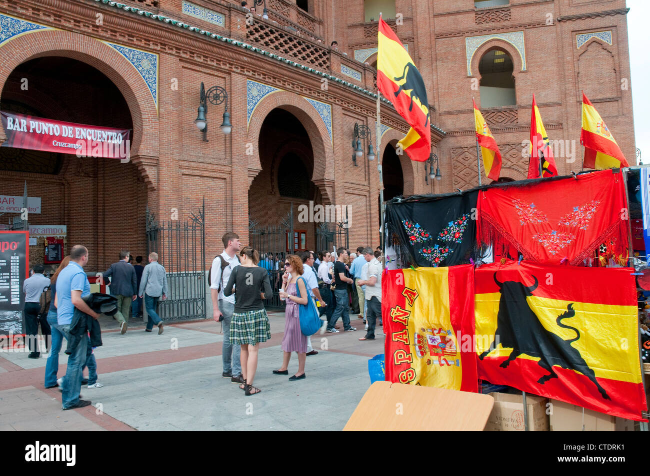 Las Ventas bullring entrance during San Isidro festival. Madrid, Spain. Stock Photo