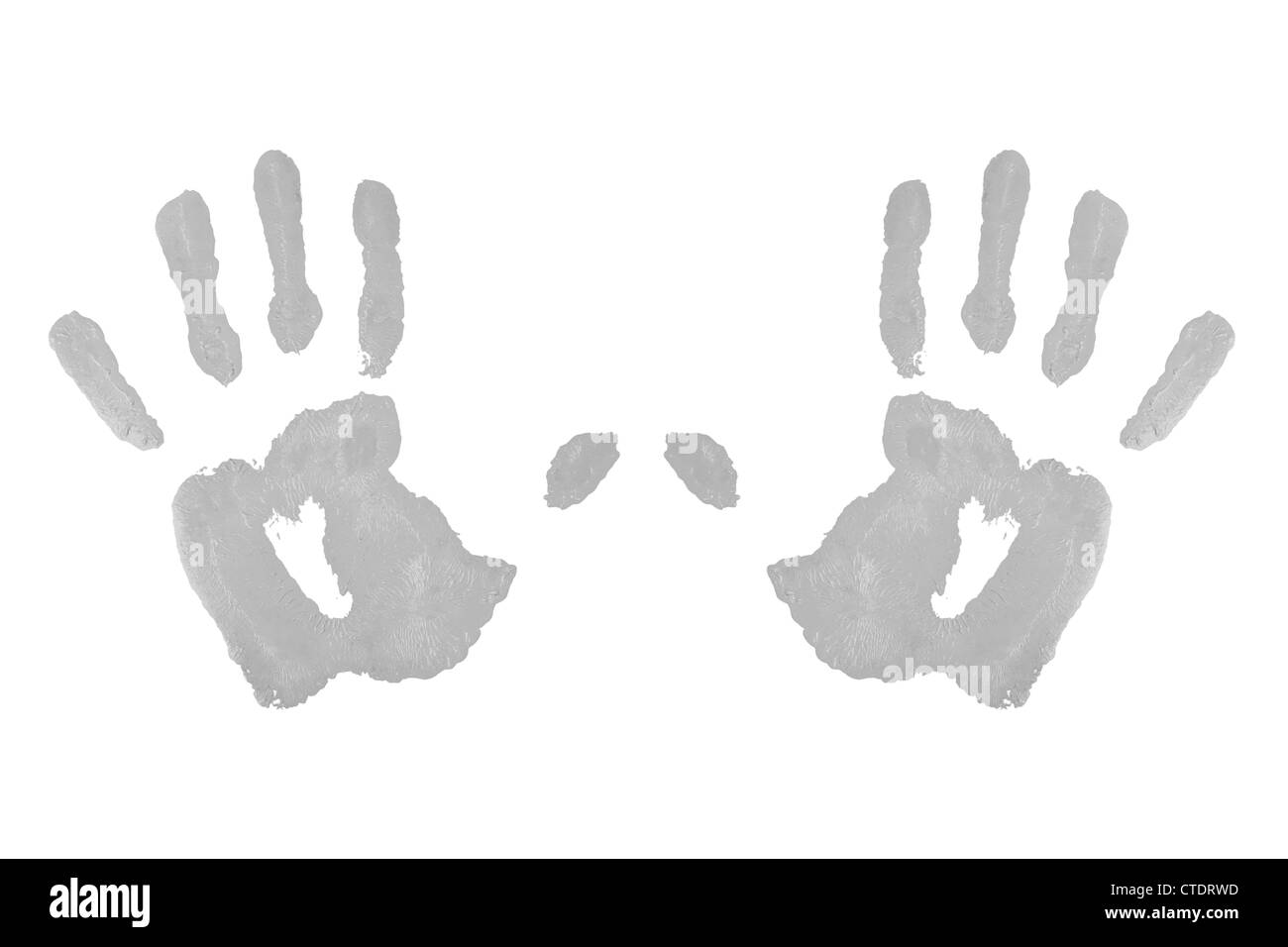 Two grey symmetric handprints Stock Photo