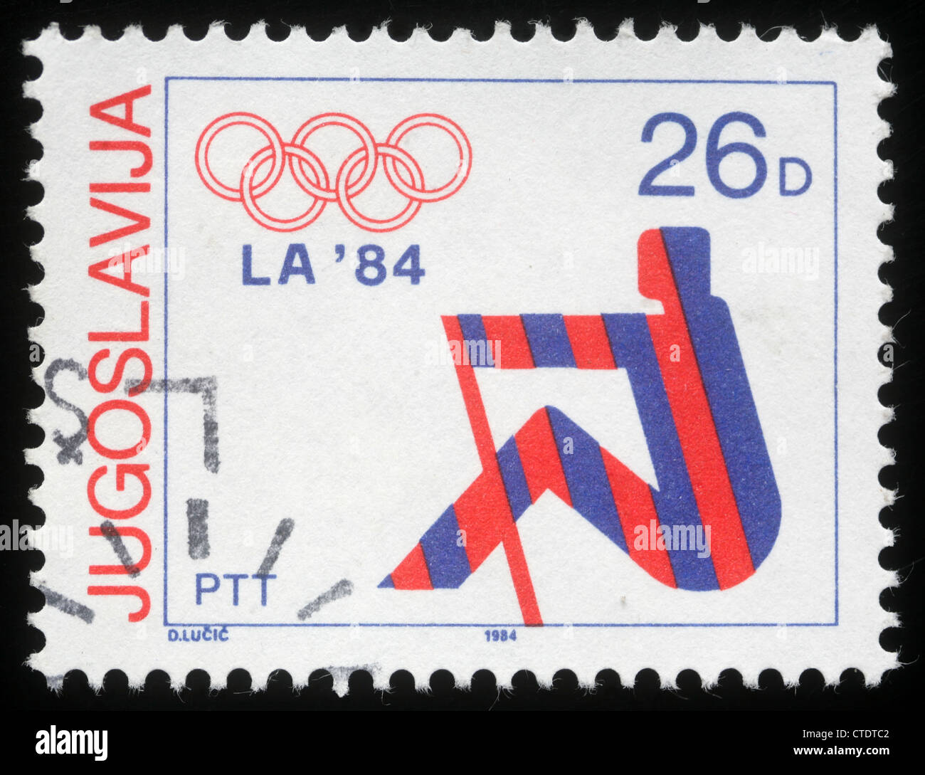 Yugoslavia - CIRCA 1984: A stamp printed in Yugoslavia shows Olympic games in Los Angeles,circa 1984 Stock Photo