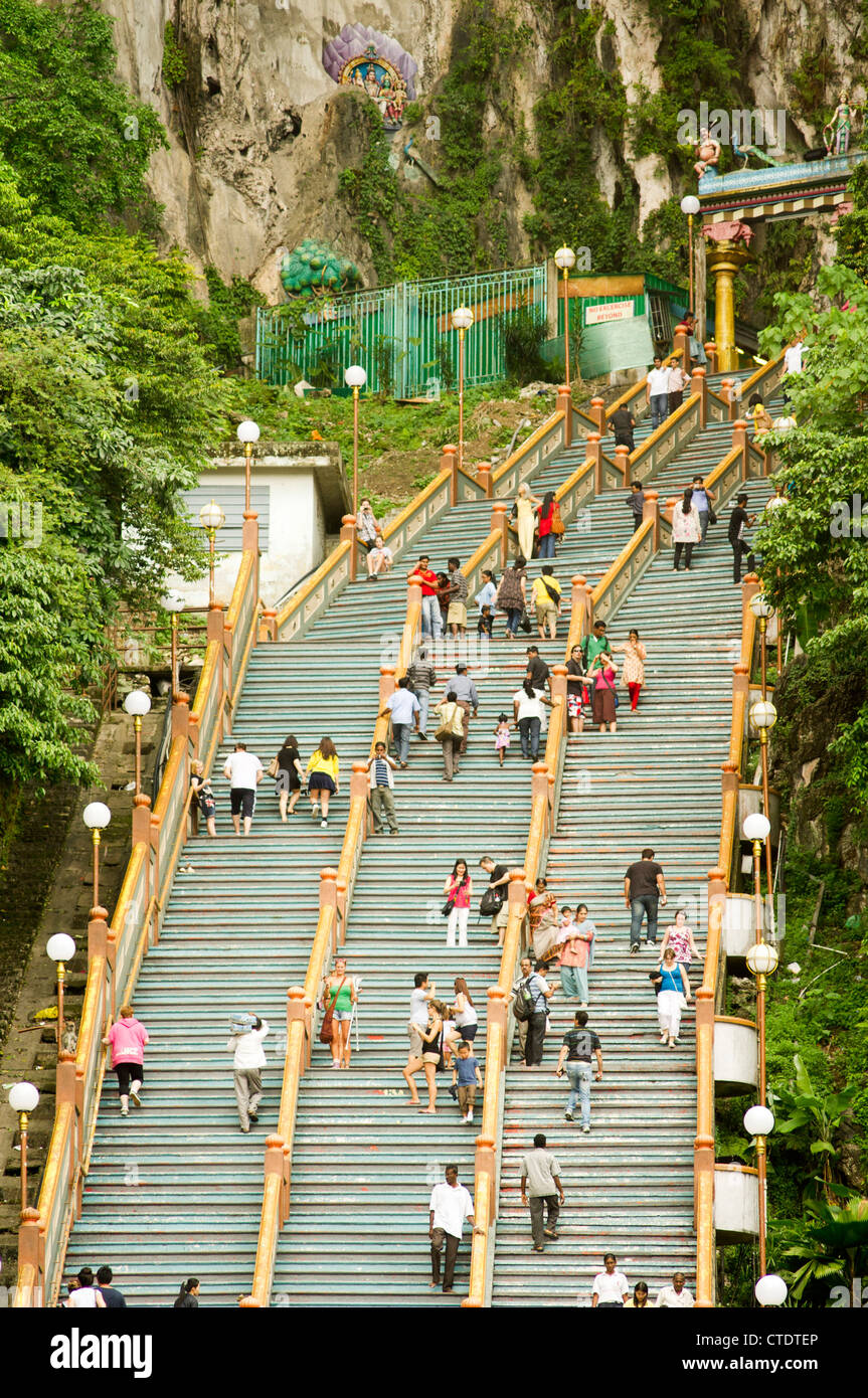 272 steps of stair to batu caves of Kuala Lumpur. Stock Photo