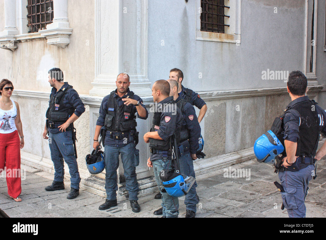 Police men at Festa del Redentore 2012, Venice Stock Photo