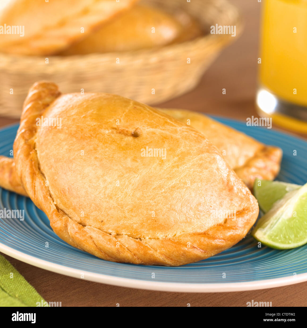 Peruvian snack called Empanada (pie) filled with chicken and beef