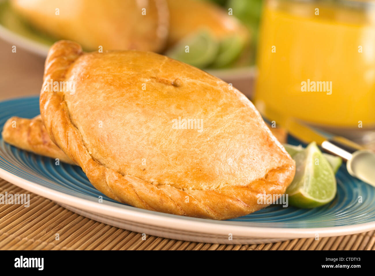 Peruvian snack called Empanada (pie) filled with chicken and beef