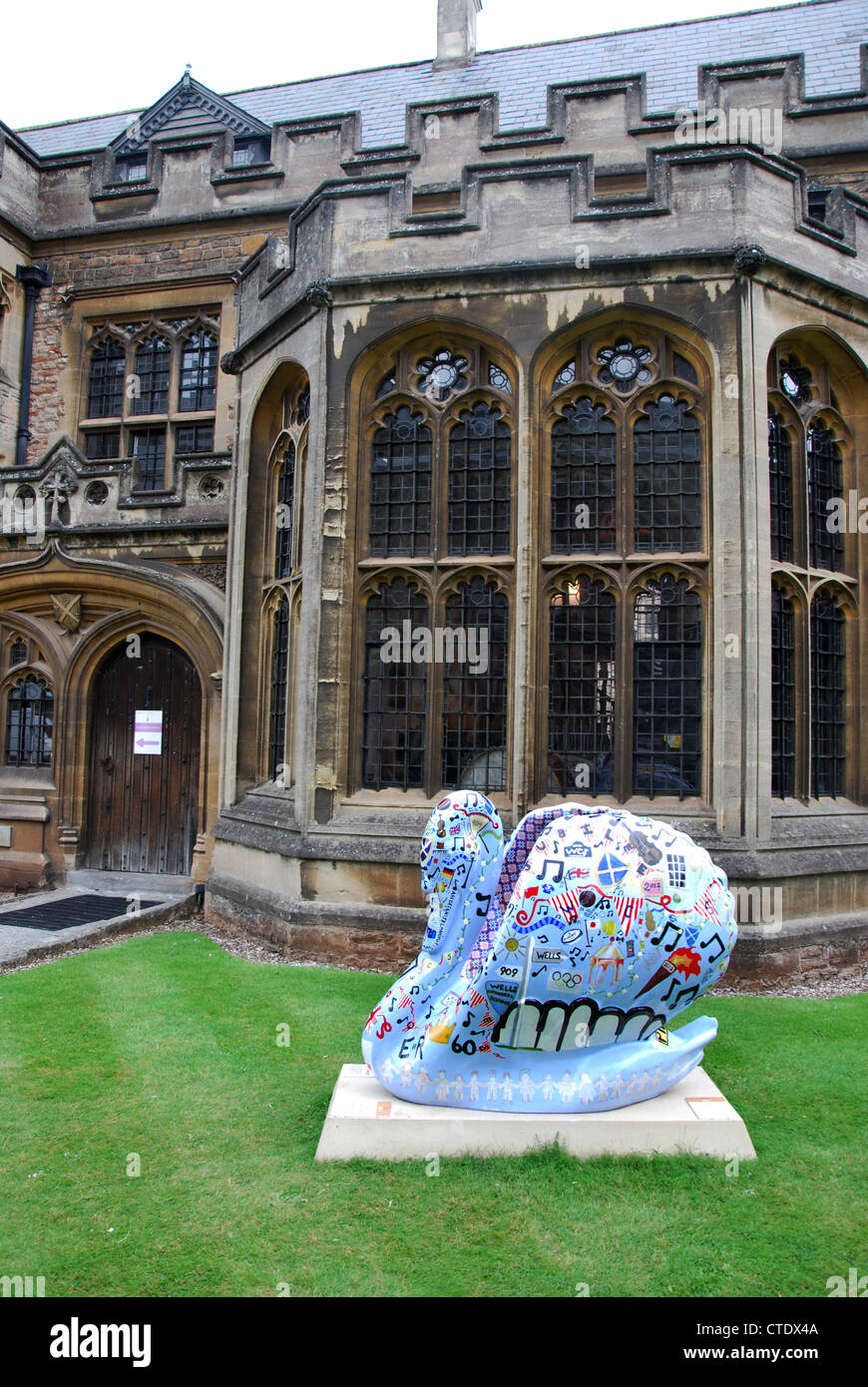 artistic swan at Music Faculty of  Wells Cathedral School, Somerset UK Stock Photo