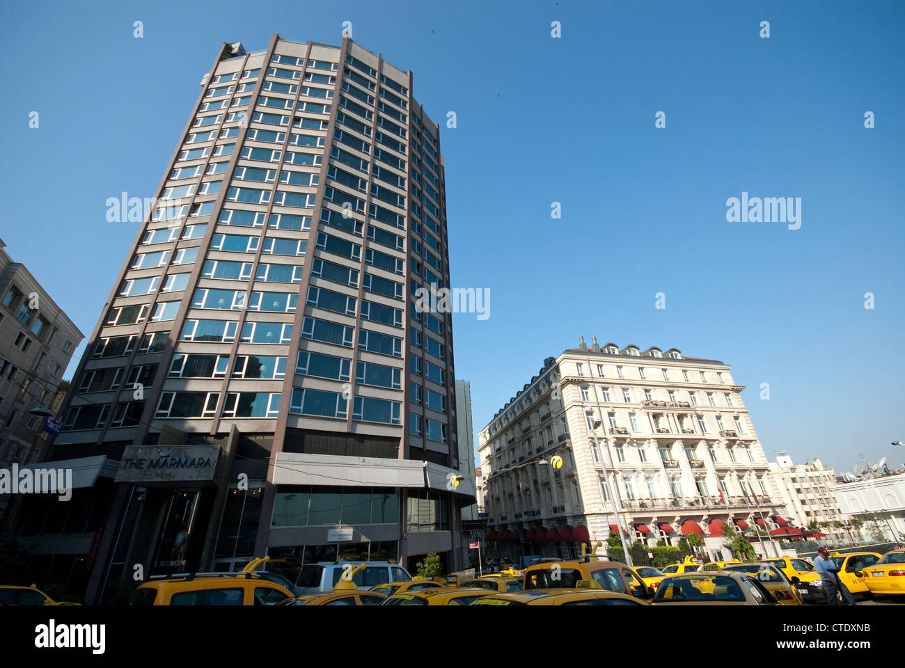 ISTANBUL, TURKEY. The upmarket Marmara Pera and Pera Palace hotels in the Beyoglu district of the city. 2012. Stock Photo
