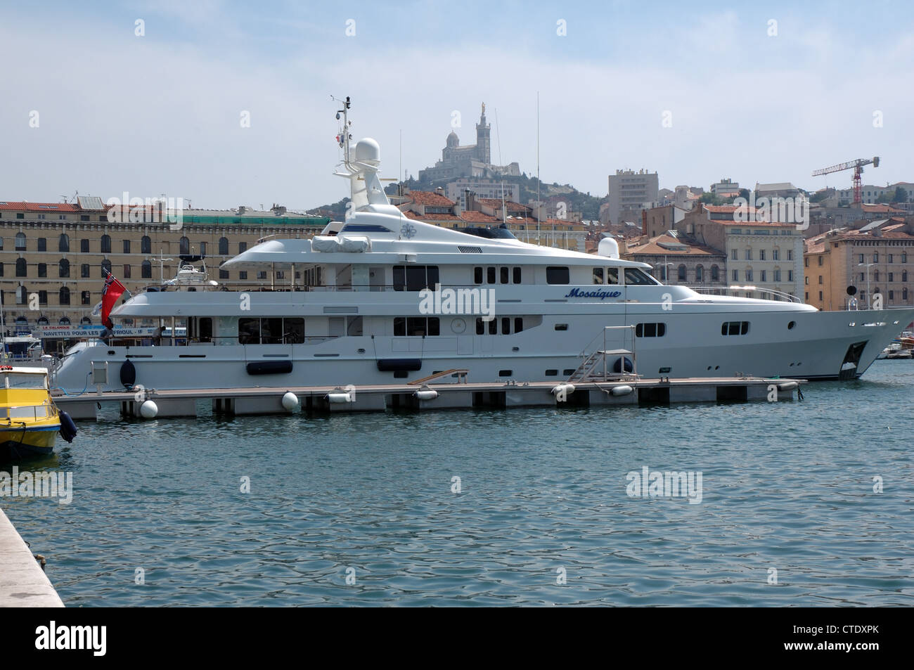 Motor yacht Mosaique in Marseille harbour, France Stock Photo