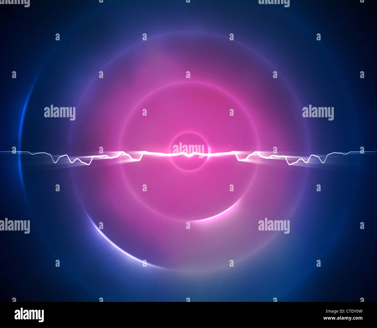 Blue and purple circle with a lightning in the middle Stock Photo
