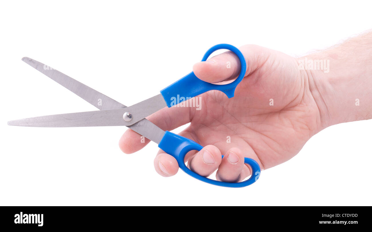 hand holing scissors in a cutting action Stock Photo
