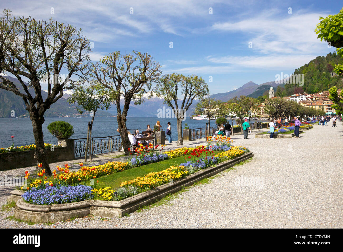 Public gardens in spring, Bellagio, Lake Como, Italy, Europe Stock