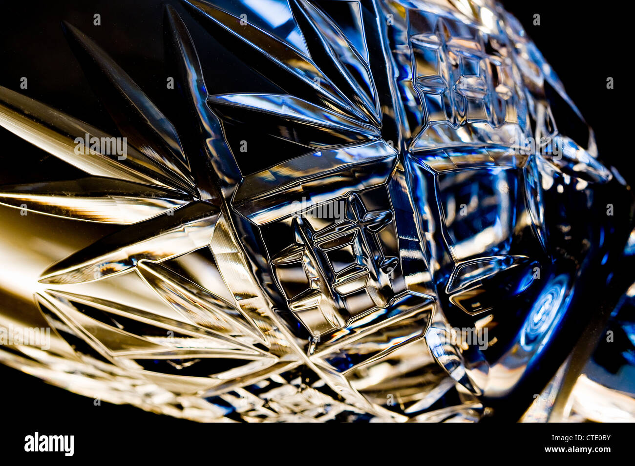 Close-up shot of a cut glass wine goblet Stock Photo