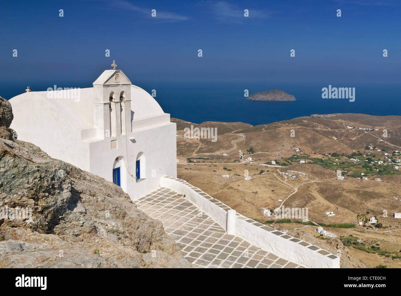 Agios Ioannis Theologos carved into the rock atop the Pano Chora, Serifos  Island, Greece Stock Photo - Alamy