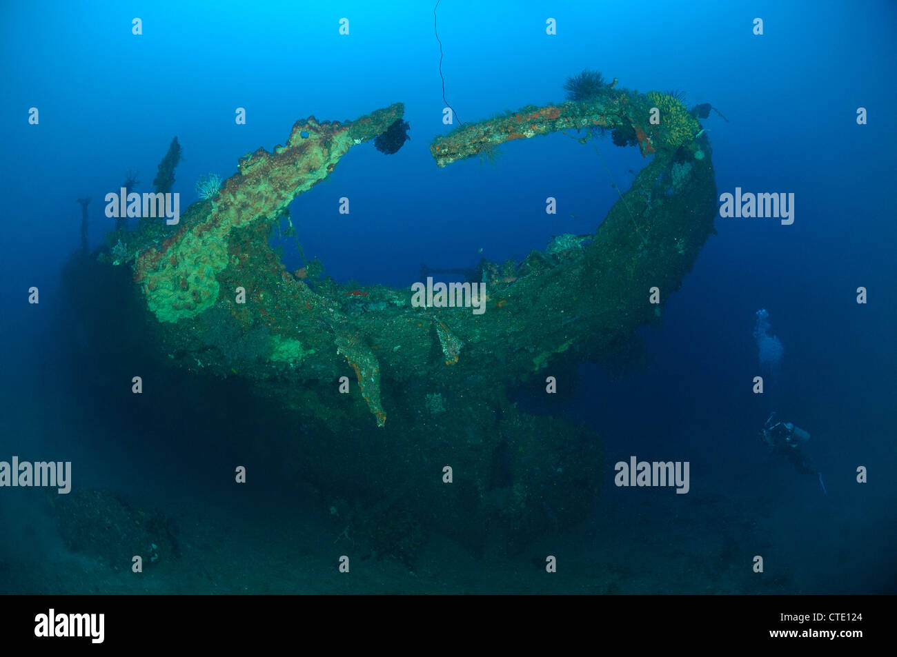 Stern of Manado Wreck, North Sulawesi, Indonesia Stock Photo