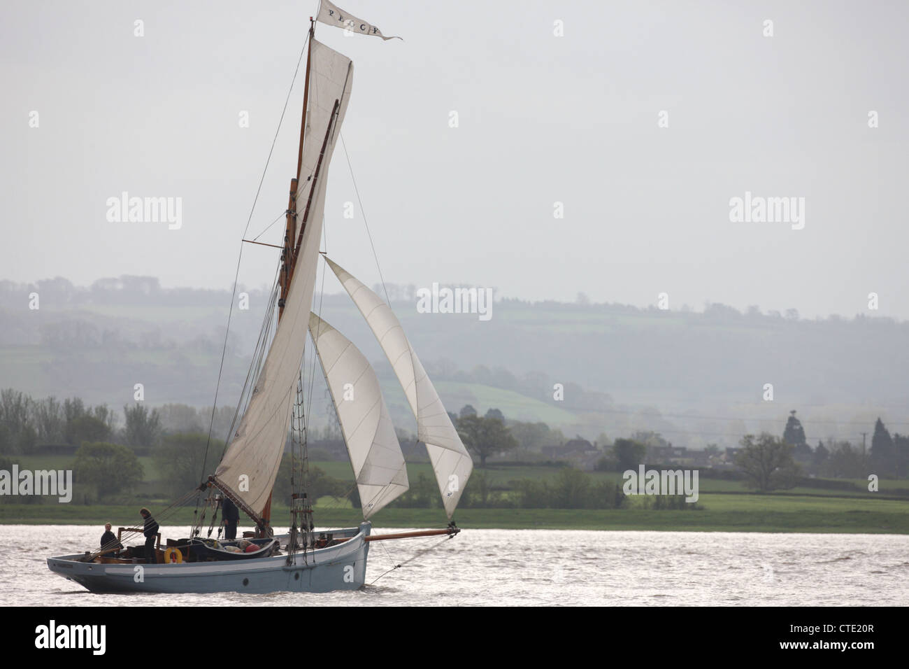 Bristol Channel Pilot Cutter in the Severn Estuary. Several traditional ...