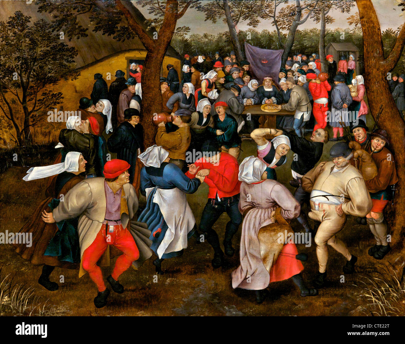 Peasant Wedding Dance, by Pieter Brueghel the Younger, 1607, Musees Royaux des Beaux-Arts, Brussels, Belgium, Europe Stock Photo