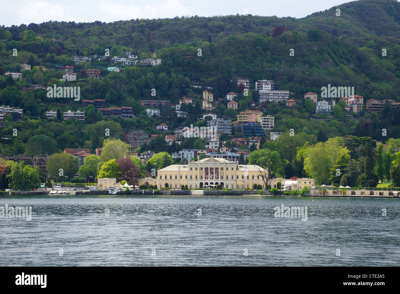 View of Villa Olmo on shores of the lake in Como, Lake Como, Italy, Europe Stock Photo