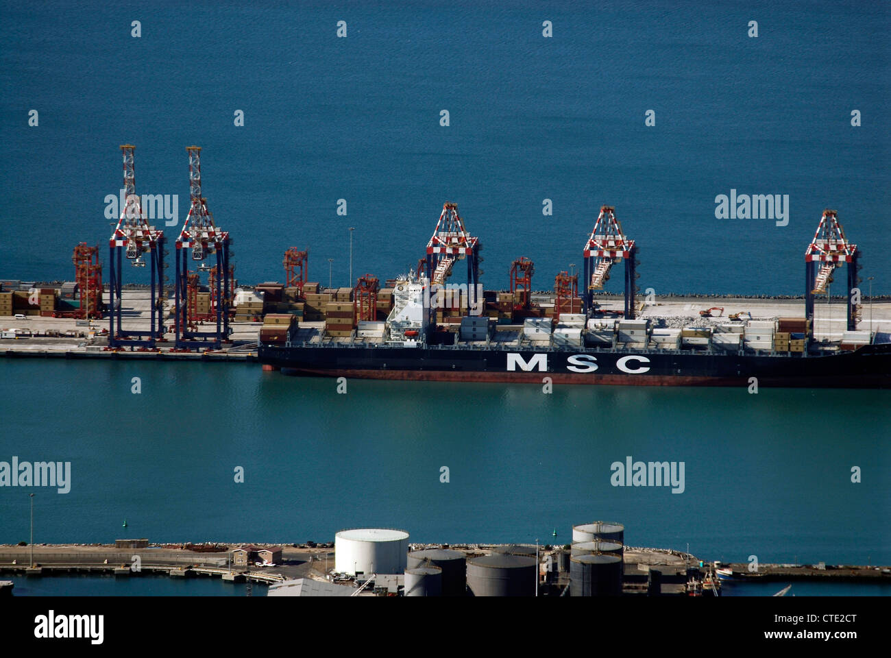 MSC container ship in the port and docks of Cape Town and Table Bay