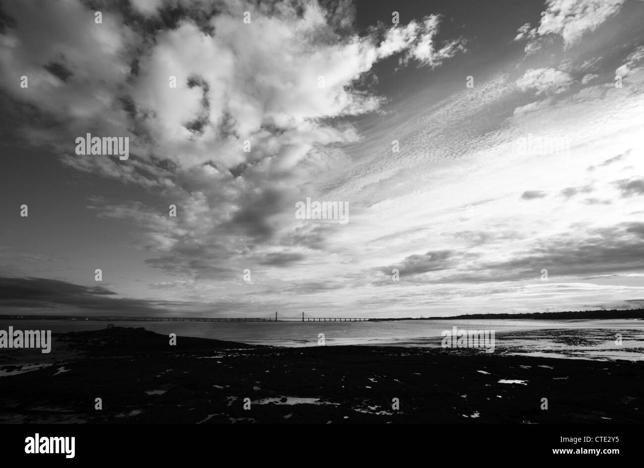 River Severn and the M4 Severn crossing. Stock Photo