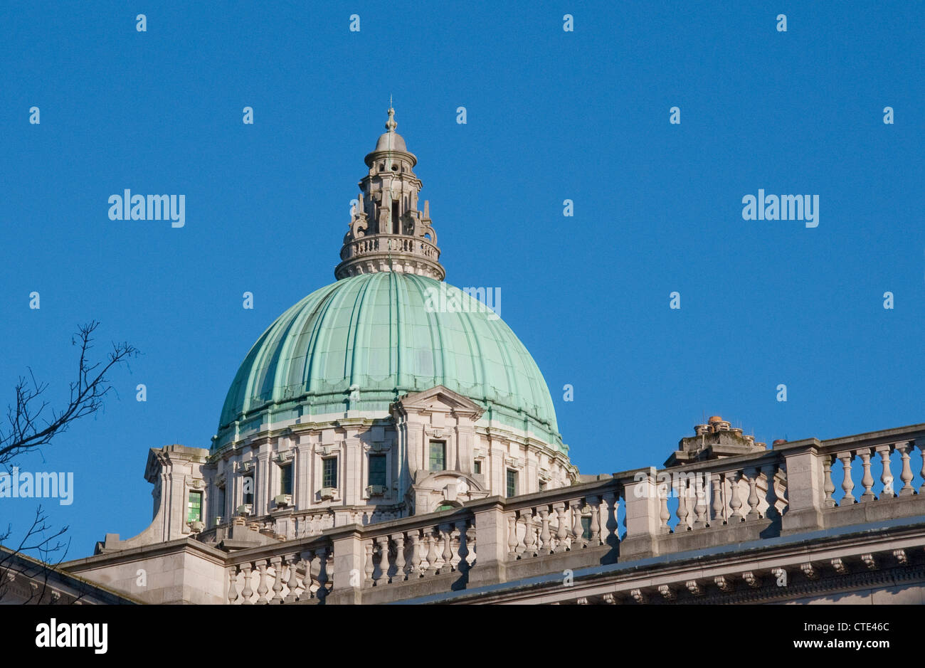 green dome atop City Hall in Belfast Northern Ireland Stock Photo
