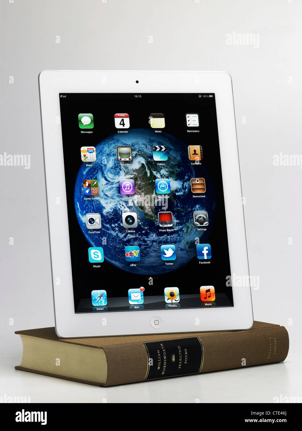 An iPad on top of a book Stock Photo