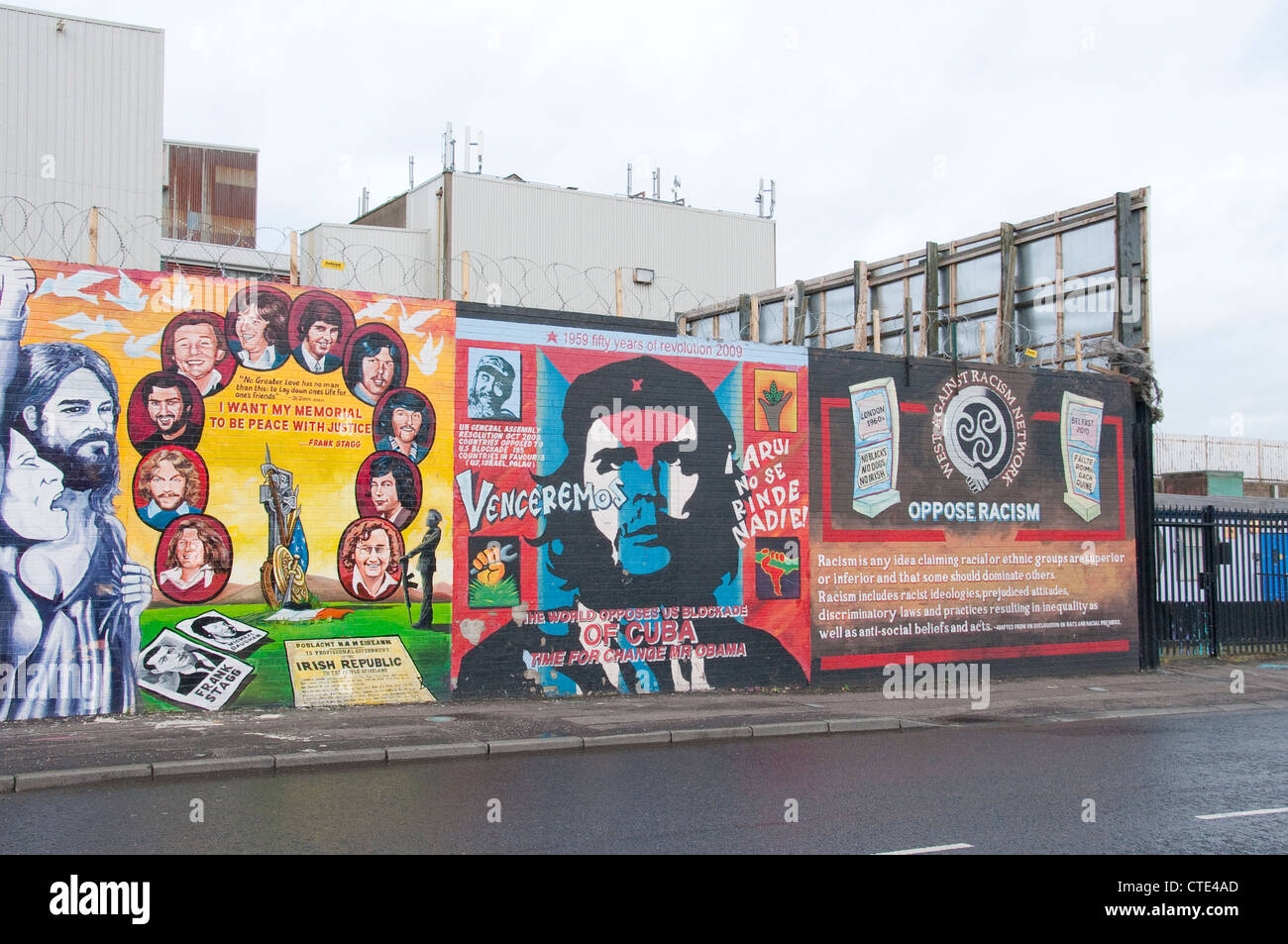 nationalist murals on the Catholic Falls Road of West Belfast in Northern Ireland Stock Photo