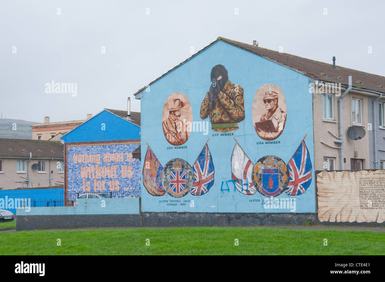 murals depicting loyalist assassins in the Shankill of West Belfast. Stock Photo