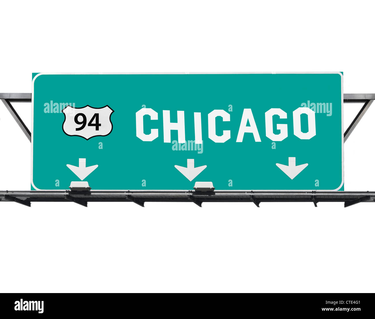 Chicago 94 freeway sign with hand made font. Stock Photo