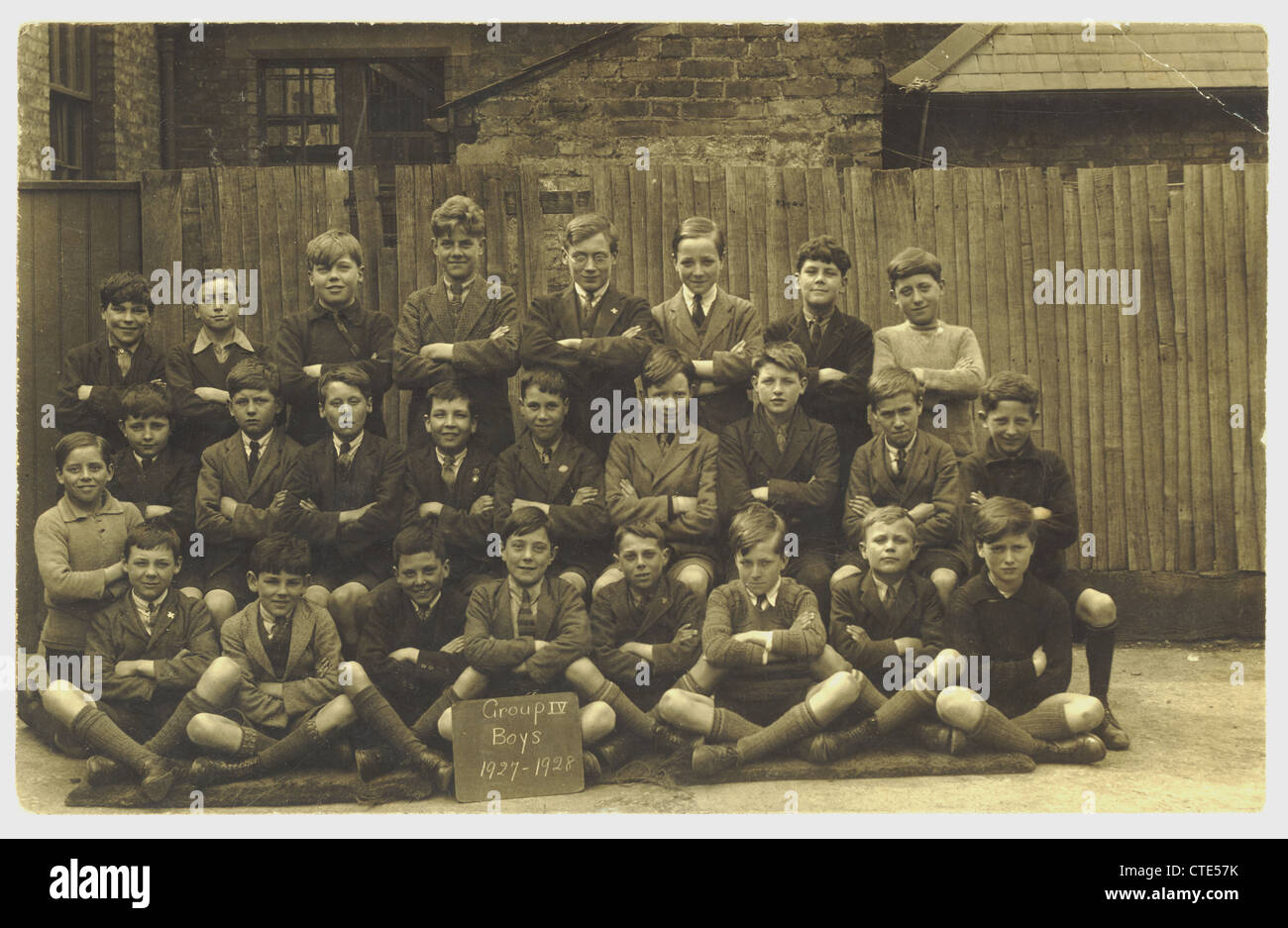 Boys' school photograph - class of group 1V boys dated 1927-1928, U.K. Stock Photo
