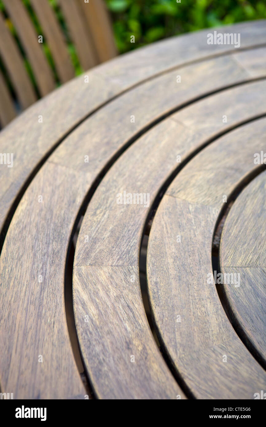 Grain detail on a shallow focus image of a garden table Stock Photo