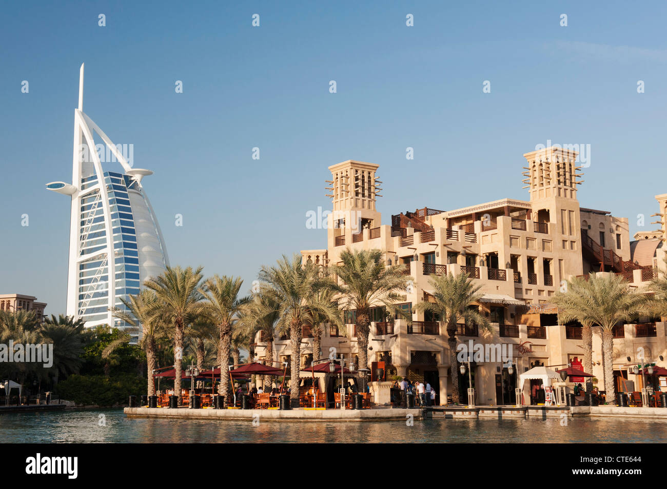 Souk Madinat And Burj Al Arab Hotel To Rear In Dubai In United Arab Stock Photo Alamy