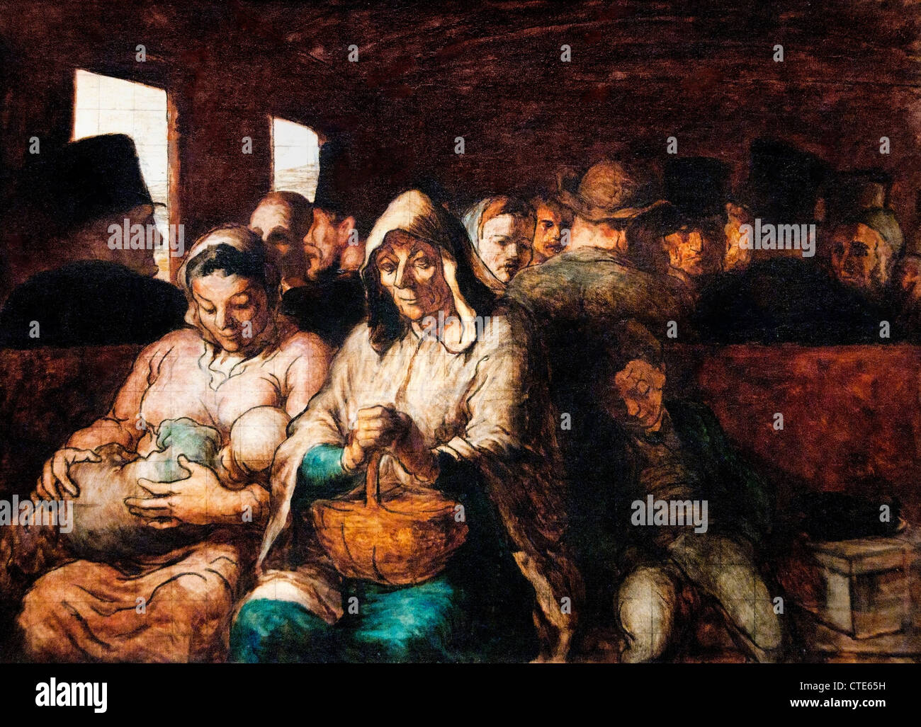 The Third Class Carriage 1862–64 by Honoré Daumier 1862–64 French France Stock Photo