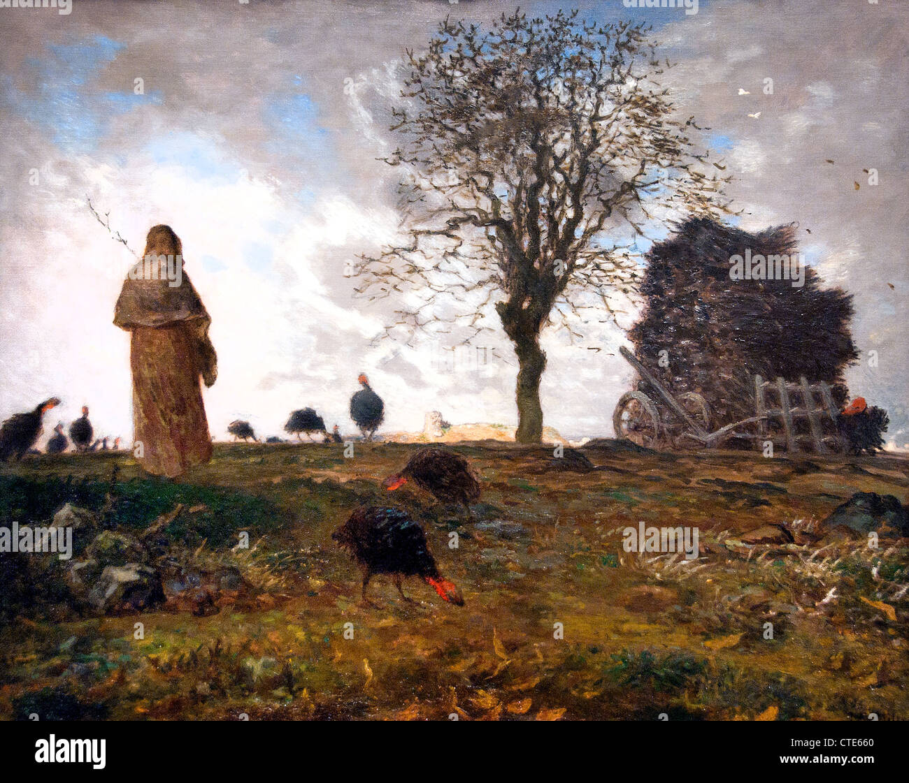 Autumn Landscape with a flock of Turkeys by Jean-François Millet