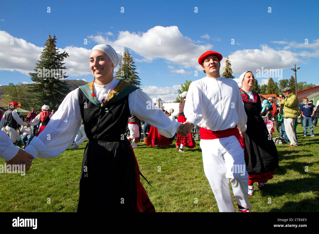 The Oinkari Basque Dancers perform at the Trailing of the Sheep Festival in Hailey, Idaho, USA